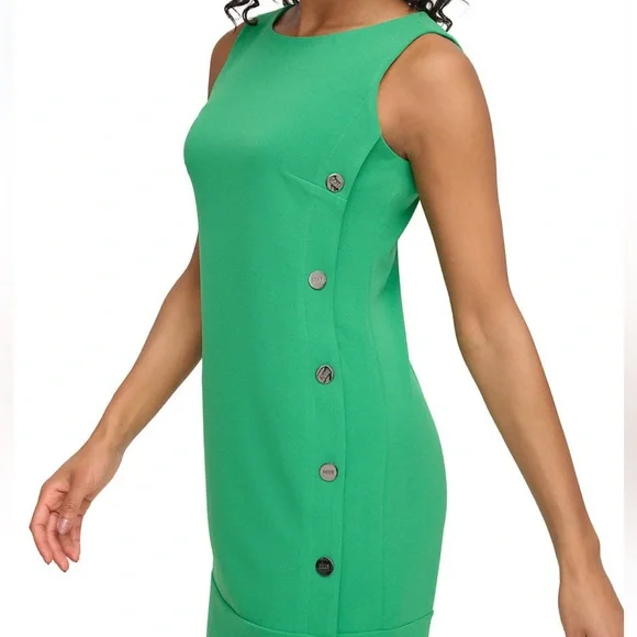 Dkny | Dresses | Dkny Womens Sleeveless Boat Neck Solid Sheath Green Dress  Size 6 | Poshmark